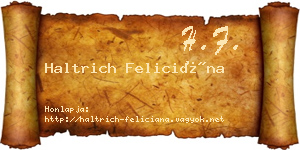 Haltrich Feliciána névjegykártya